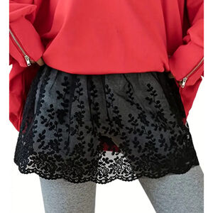 Lace sheer shirt black